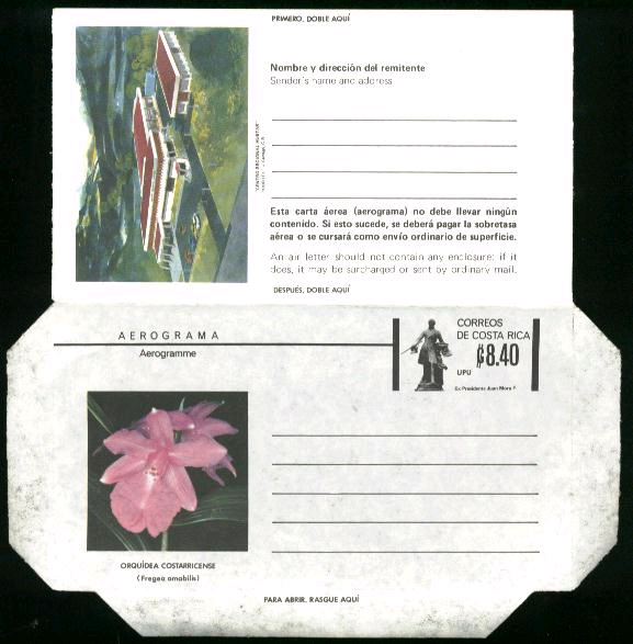 Fregea amabilis aerogramme from Costa Rica